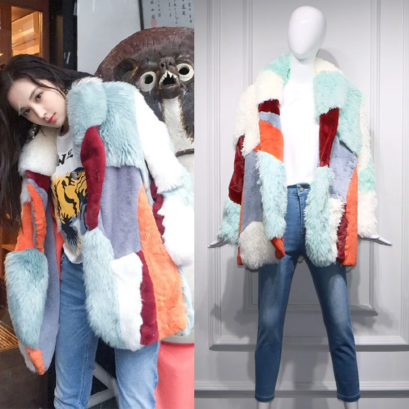 DEAT осень и зима новые продукты модный вышитый узор в длинном разрезе теплый кардиган пальто для женщин PB036
