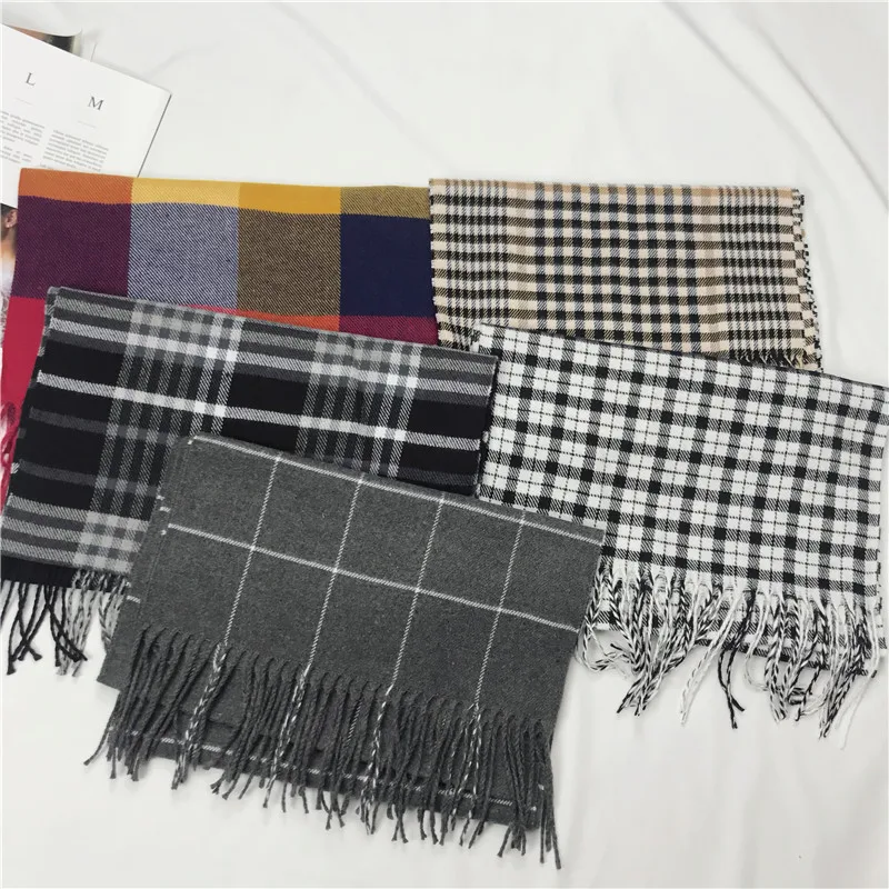 

Apparel Accessories, Scarves and Wraps, Plaid men's scarf, men's warm fringe neck