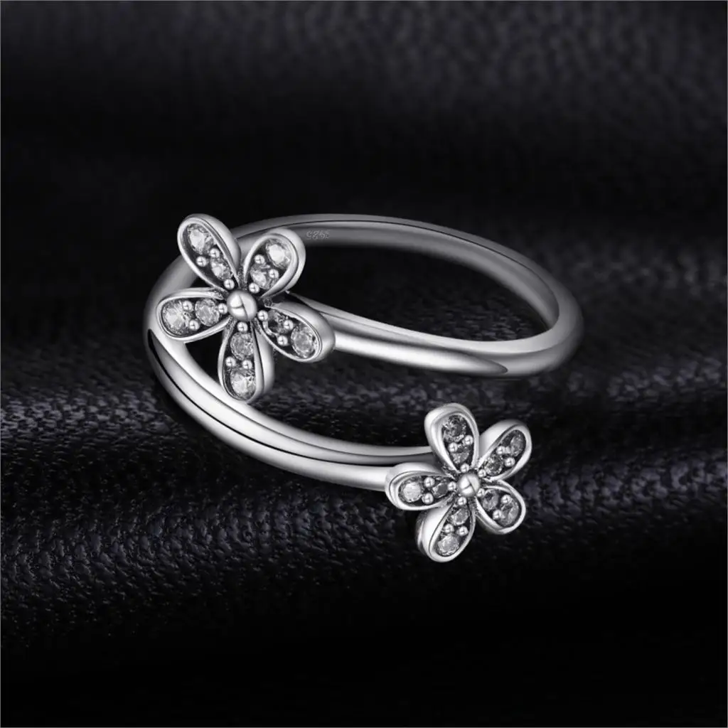 Jewelrypalace стерлингового серебра 925 мерцающий ромашки кубического циркония Открытое кольцо подарок кольца для дам Лидер продаж кольца для мамы