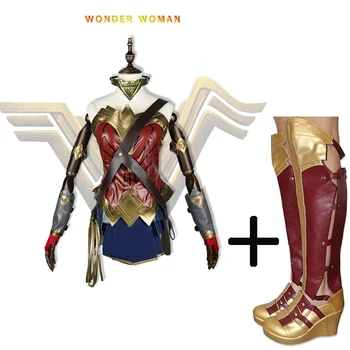 

Superhero Wonder Woman Cosplay Costume Adult Justice League Costume Christmas Halloween Sexy Women Dress Up Dress Shoes Cosplay