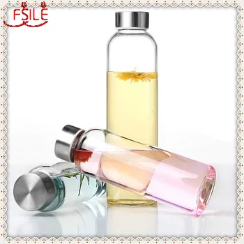 

550ml Sport Style Glass Water Bottle Portable Bicycle Tour Solid Transparent Office Bottle