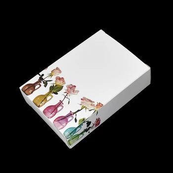 

12.8x3.9x18.8cm Colored Vase Printed Design Folding Gift Paper Packaging Box White Mask Cosmetics Packaging Boxes 10pcs/lot