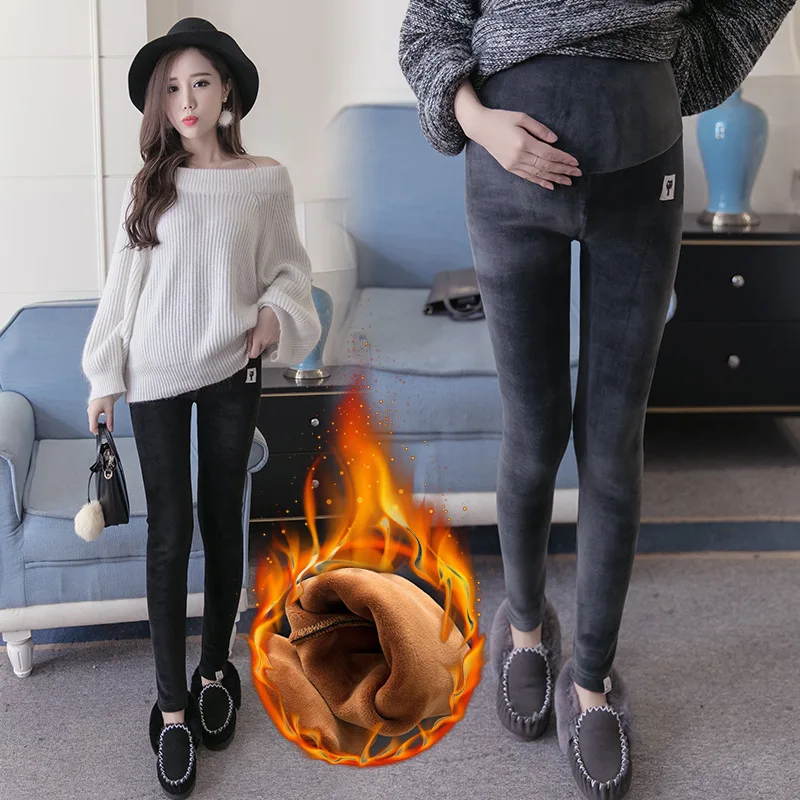 Velvet Maternity Leggings Pants For Pregnant Women Warm Winter Maternity Clothes Thickening Pregnancy Trousers Clothing
