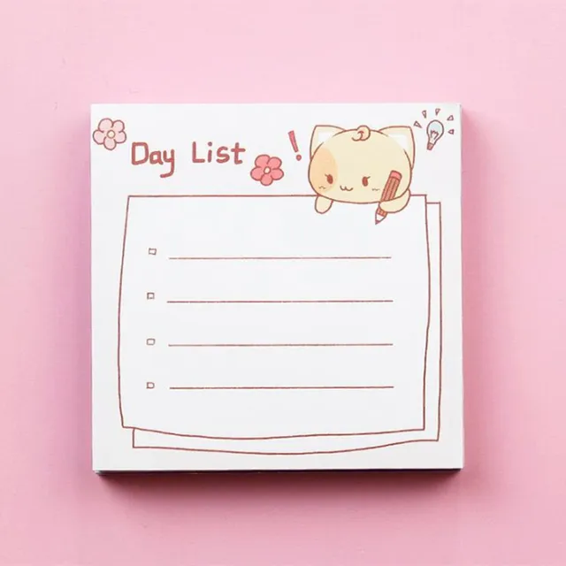 80Page Korean Notebook INS Wind Cartoon Animal Fruit Girl Pattern Horizontal Line Memo Pads Color N Message Cute Sticky Notes 13 Learning cat
