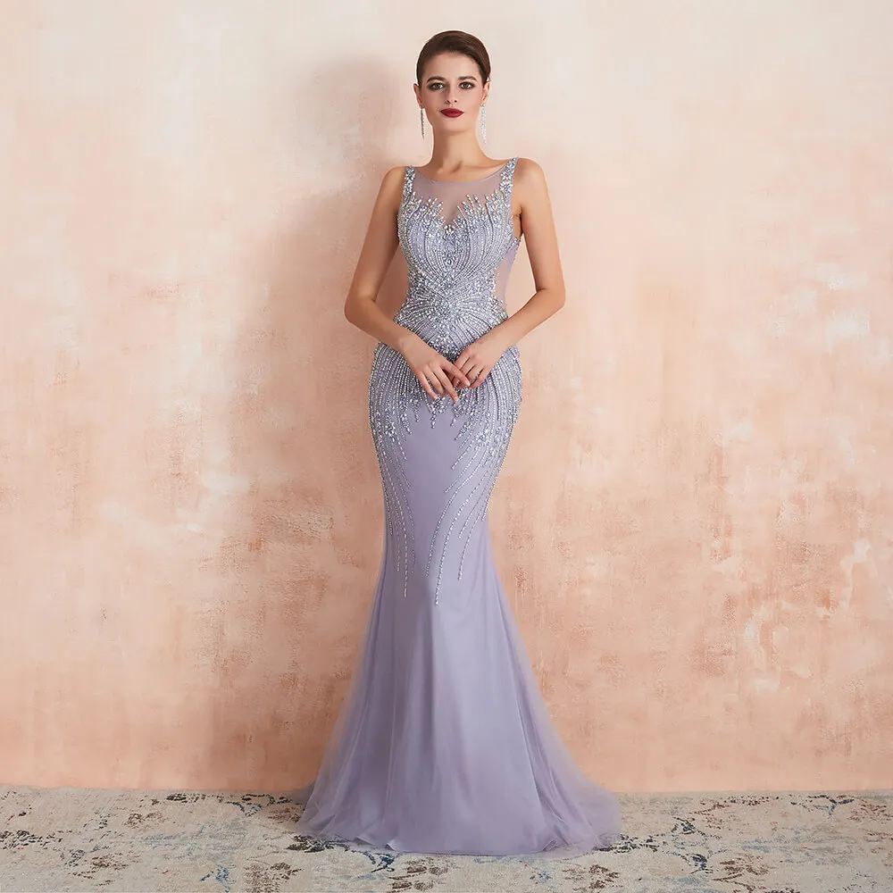 Халат de Soiree, длинное вечернее платье с бисером на заказ, сексуальные вечерние платья с кристаллами русалки, Vestido de Festa, Longo - Цвет: As picture