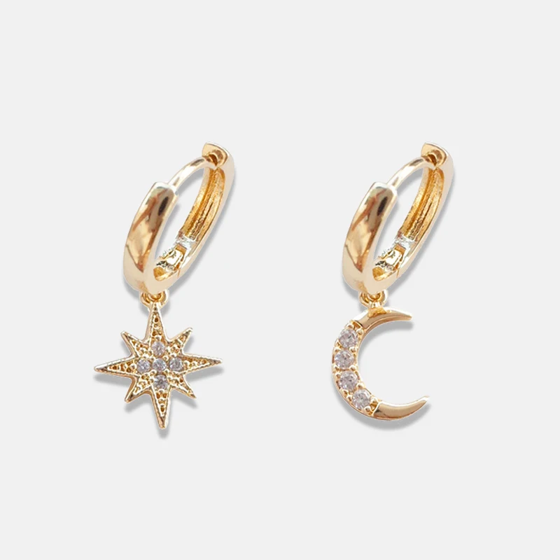 

Star Moon Dangle Earrings For Women 2019 Fashion Classic Women Earrings Asymmetric Earrings Of Star And Moon Female Jewelry