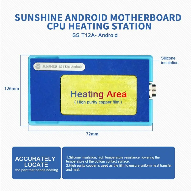 Android Plate SS-T12A iPhone материнская плата сепаратор нагревательная станция для iPhone X/XS MAX Процессор IC чипы разборка клей для удаления - Цвет: Android Plate