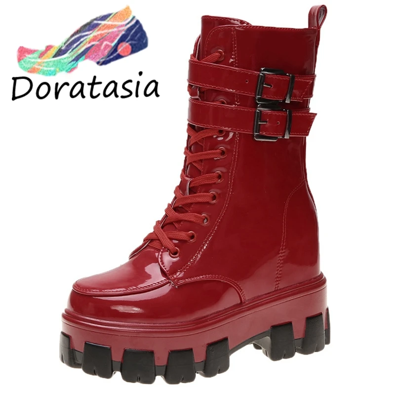 

DORATASIA Brand High Top Platform Booties Ladies Height Increasing Ankle Boots Women 2020 Girl High Heel Shoes Woman