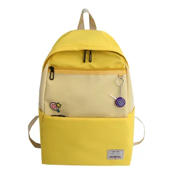 

Fashion Women's Solid Color Candy Pattern Waterproof Nylon Backpack Shoulder Bag School Ladies Female Small Multi-Function Kids