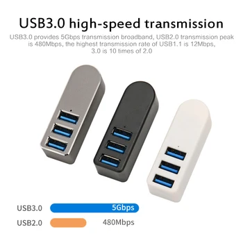 

Usb 3 Port Hub Rotating USB HUB 3.0 Splitter Expander Compatible With Multiple Syste 5Gbps High-speed Transmission Concentrator