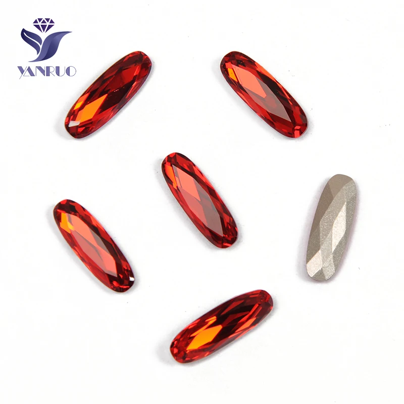 Without Claw YANRUO 4161, все размеры, светильник Siam, удлиненный багет, красные камни, с точечной спинкой, сделай сам, стразы со стразами, Стразы для одежды - Цвет: Without Claw