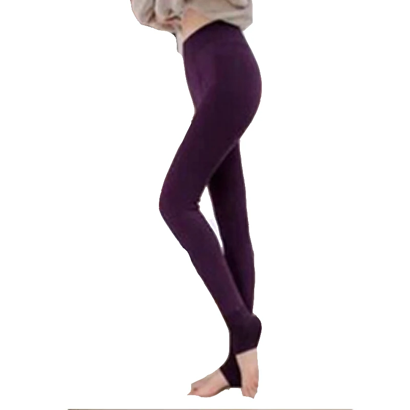 Violet 350g Модные женские теплые бархатные вязаные плотные леггинсы для девочек; супер эластичные брюки; зимние леггинсы с высокой талией; плотные бархатные однотонные леггинсы - Цвет: Violet 350g
