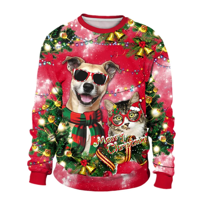 Унисекс, Уродливый Рождественский свитер для праздников, Санта-эльф, Рождественский Забавный свитер из искусственного меха, осенне-зимние блузки, одежда - Цвет: Size F