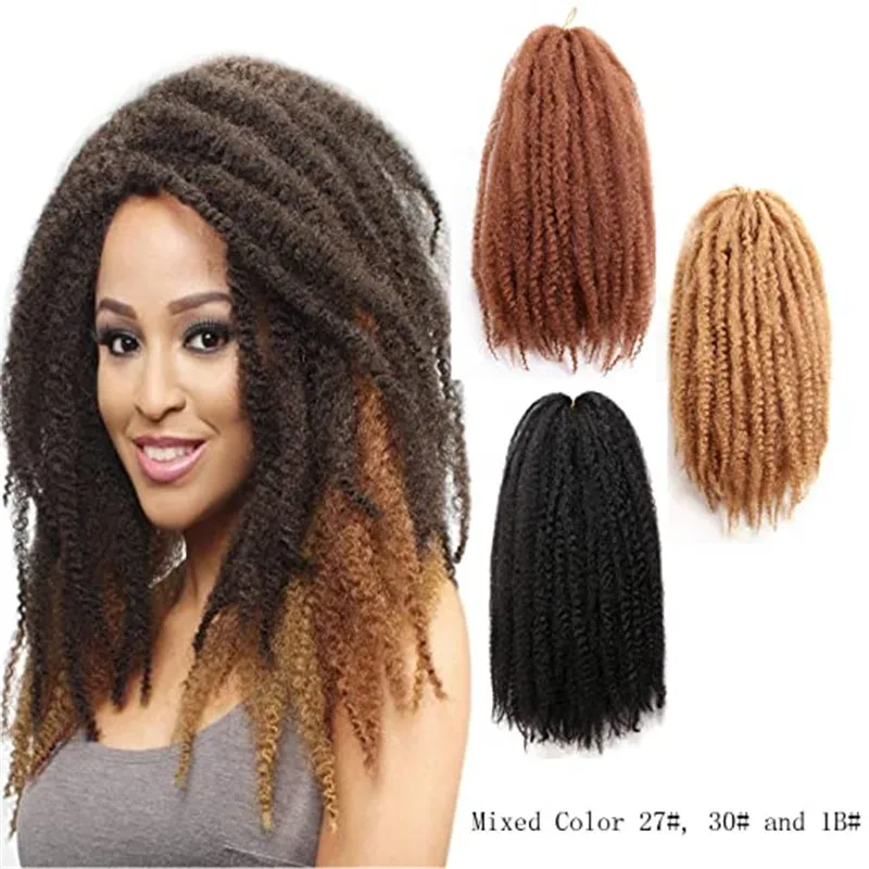 

Kong&Li 18 inch Marley Braids Hair Crochet Afro Kinky Synthetic Braiding Hair Crochet Braids Hair Extensions Bulk Black Brown