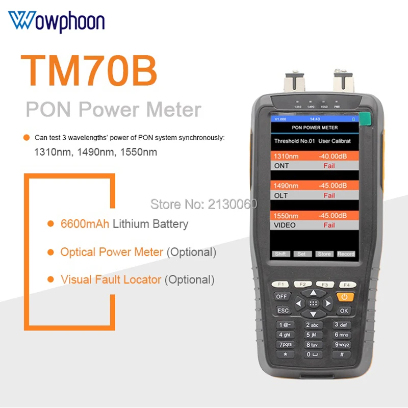 US $140.00 Free Shipping PON Optical Power Meter for EPON GPON xPON OLTONU 131014901550nm TM70B  TM70BOV1