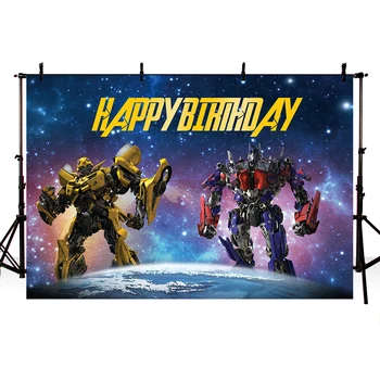 

Photo Backdrop Little Boys Cartoon Vinyl Photography Background Transformers Polyester Photo Backdrops for Children Poto Studio