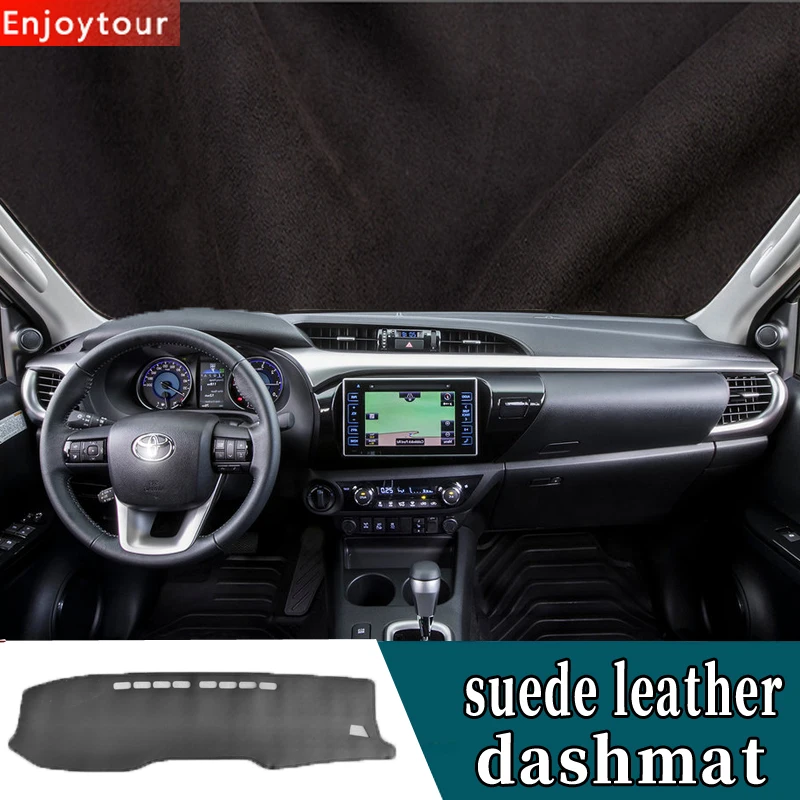 

For Toyota Hilux PICKUP REVO 2015 2016 2020 Suede Leather Dashmat Dashboard Cover Pad Dash Mat Car-styling Accessories Carpet