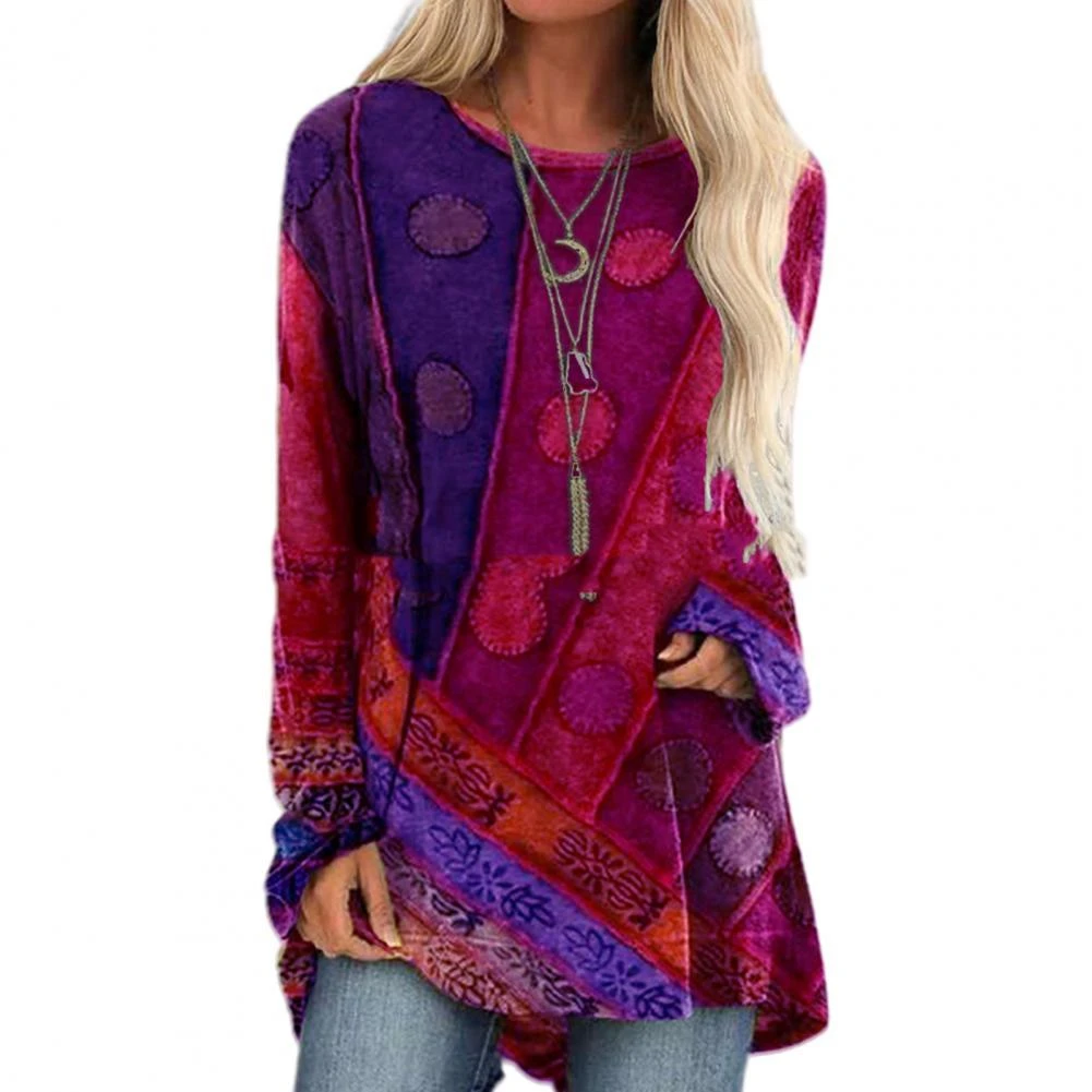Plus Retro Women Shirt Autumn Winter Long Sleeve Ethnic Patchwork Loose Shirt Blouse Top|Blouses Shirts| - AliExpress