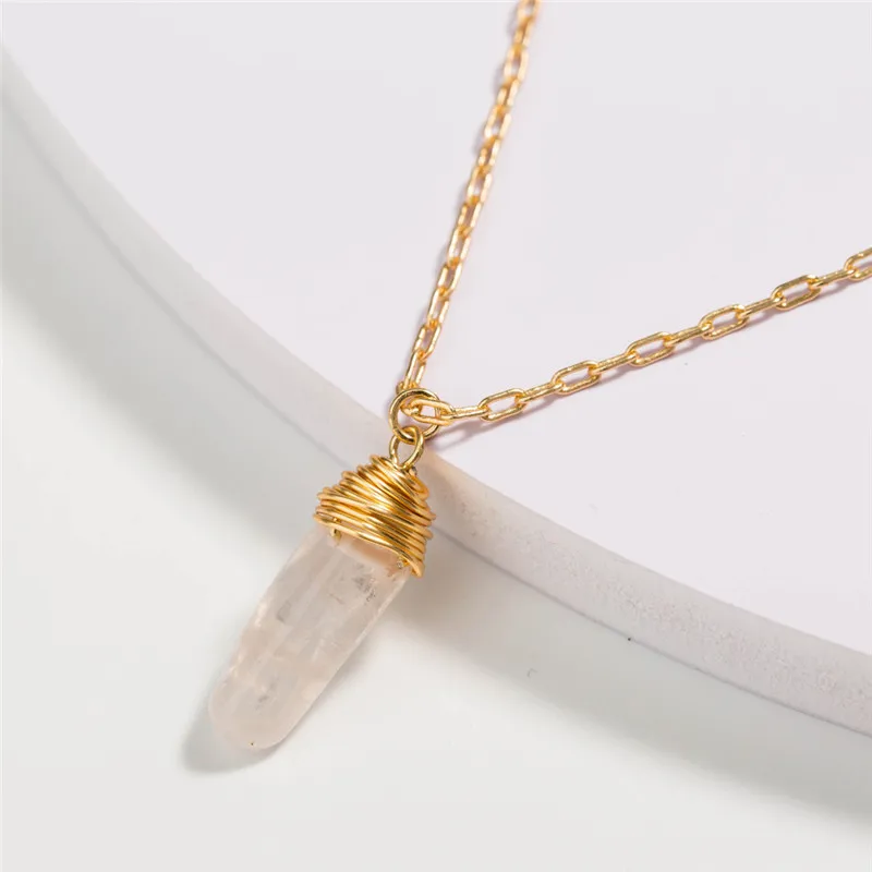 Трендовый натуральный камень длинные бусины для ожерелья Женские многослойные