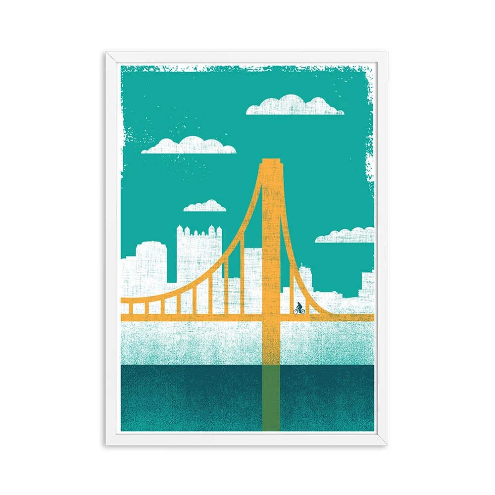 Pittsburgh-Art-City-Posters-and-Prints-Bicycle-Minimalist-Art-Canvas-Painting-Bridge-Picture-Print-Modern-Home (8)