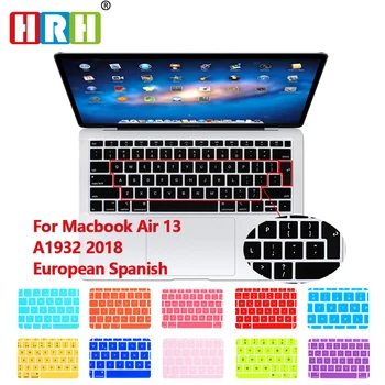 

HRH Waterproof Silicone Spanish Keyboard Skin Cover for MacBook Air 13A1932 with Touch ID 2018 Release Laptop Keyboard Protector