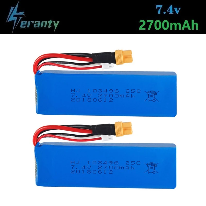 Обновленная батарея 7,4 V 2700mAh Lipo для MJX Bugs 3 B3 RC Quadcopter запасные части 7,4 v перезаряжаемая батарея обновление 1800mah 25C 2 шт