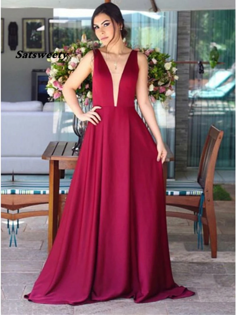 

Abiye Gece Elbisesi Evening Dress Long Deep V-Neck Formal Party Gowns Vestido De Festa Longo Robe De Soiree Abendkleider