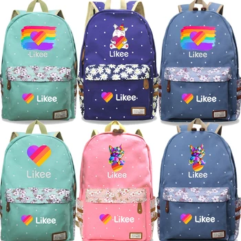 

New Floral backpack Likee Video APP like Likee Big Space Rucksack High Quality Canvas Students Boys Girls Back to School Mochila