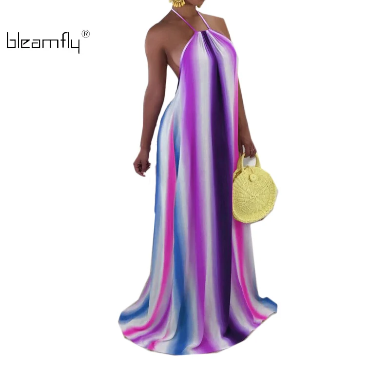 2018-Bohemian-Maxi-Long-Summer-Dresses-Women-Sleeveless-Rainbow-Striped-Halter-Chic-Backless-Dress-Loose-Sexy (1)