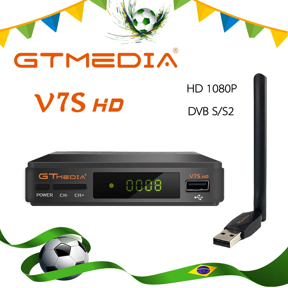 GTmedia DVB-S2 Freesat V7S HD спутниковый ресивер Обновление от V7 HD DVB S2 Цифровой рецептор 1080P Бразилия Испания сток ТВ приемник