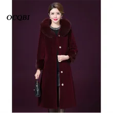 Зимнее пальто размера плюс, женское меховое пальто, элегантное винтажное модное корейское меховое пальто с искусственным мехом