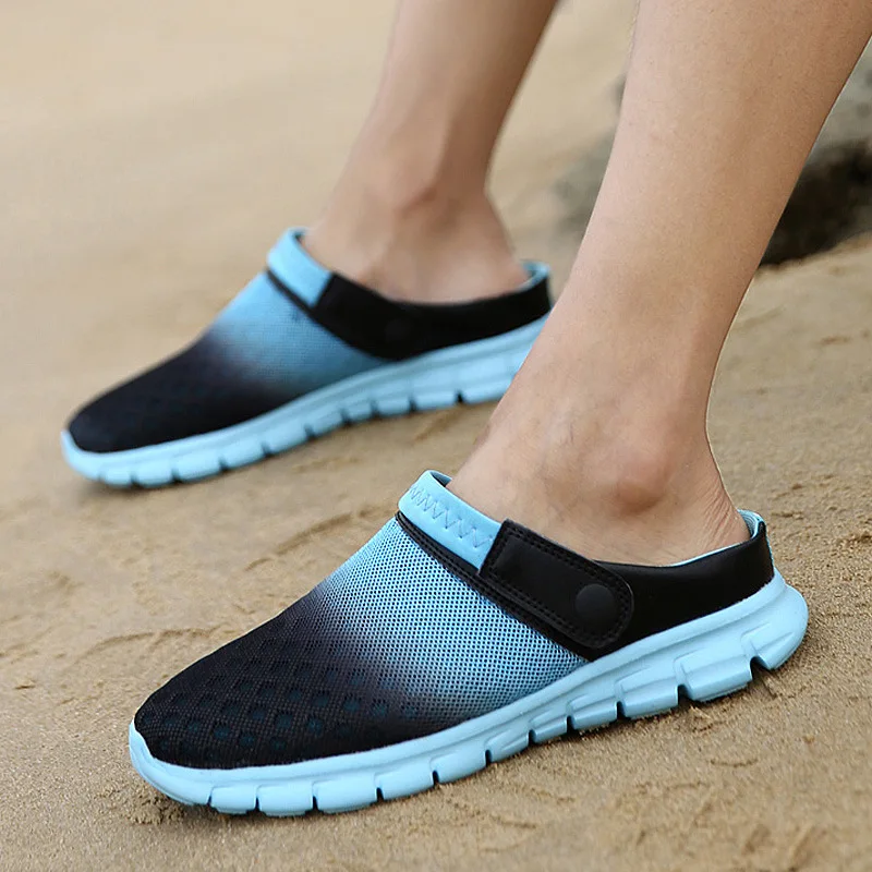 

Summer Couples Gradient Large Size BIRD'S NEST Mesh Sandals Leisure Slippers Porous Sandals Foot Covering Semi-Slipper