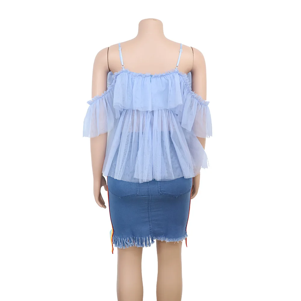 Новые модные топы с v-образным вырезом Женская блузка с оборками летняя футболка