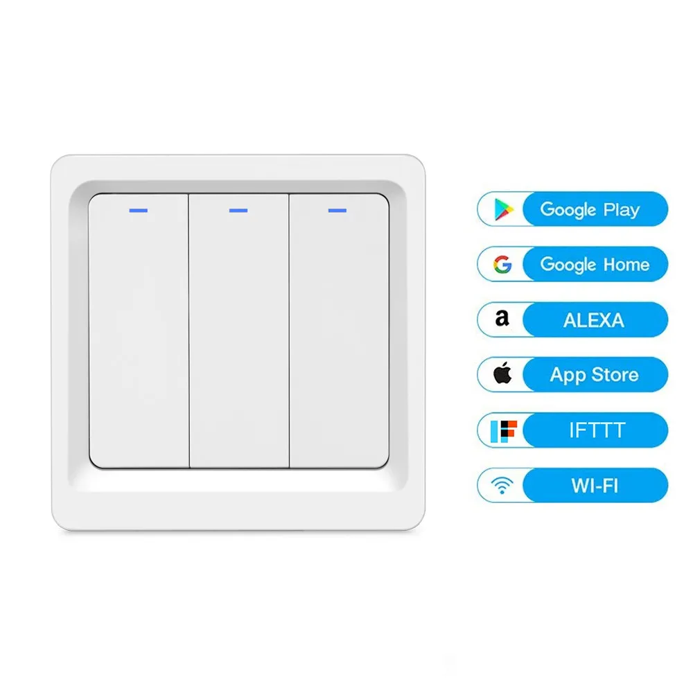 ZigBee 3Gang Switch Without Neutral WireTuya Smart Life App Control Mechanical Light Switch Support Google Home Alexa Echo IFTTT