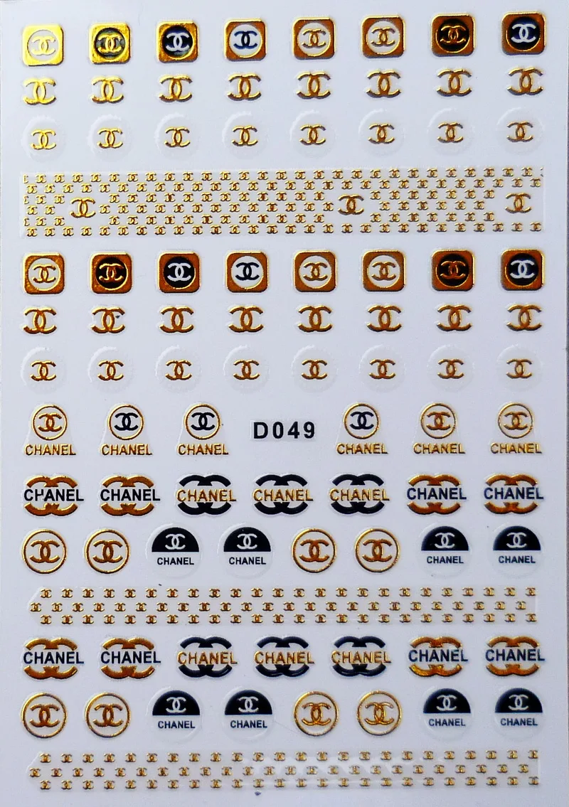 5 шт. золотисто-черные наклейки для ногтей Набор для дизайна ногтей фирменный логотип стикеры 3D на ногти Nail Art для ногтей инструменты для маникюра - Цвет: D049