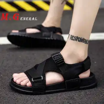 

Casual Men's Sandals Man Summer Sandal Outdoor Breathable Men's Slippers Slip-on Large Sizes Open Men Shoes Black Beach Shoe C22