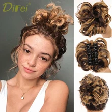 

DIFEI Messy Bun Clip on Top Synthetic Curly Chignon Heat Resistant Fiber Hair Natural Supple Hair Bun For Women Black Hairpieces