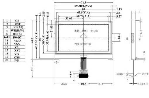 20PIN 12864 COG lcd сварочный экран ST7567 контроллер Белый/Зеленый/Синий Подсветка