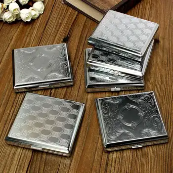 

Silver Metal Tobacco 20 Cigarette Smoke Holder Durable Storage Case Box Exquisite Design Cigarette Box Perfect For a Gift