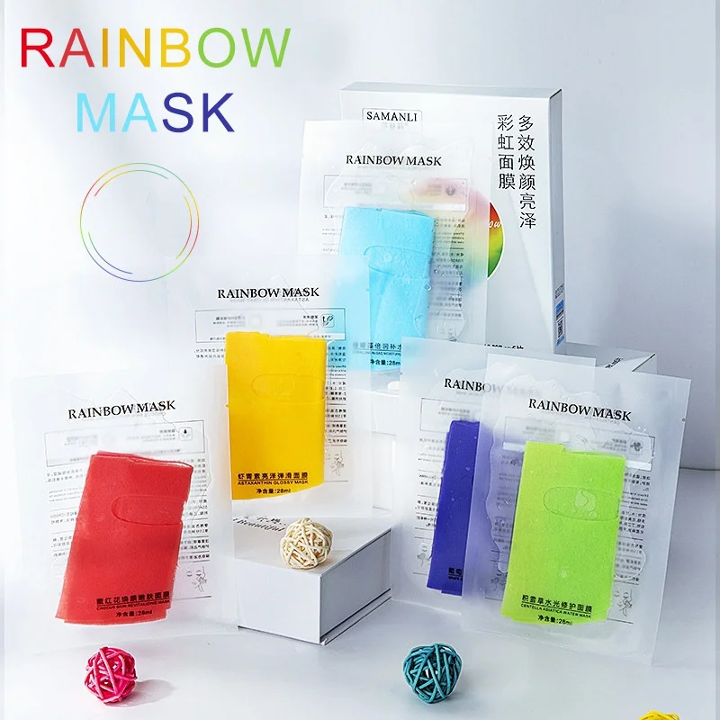 5pcs Five color Multi effect Moisturizing Anti oxidant Brightening Repair Colorful Rainbow Masks Set Skin Care 5
