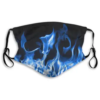 

Blue Fire Print Mouth Masks With Filter Washable And Reusable Anti Dust Breathable Mask With Adjustable Ear Loops For Men And