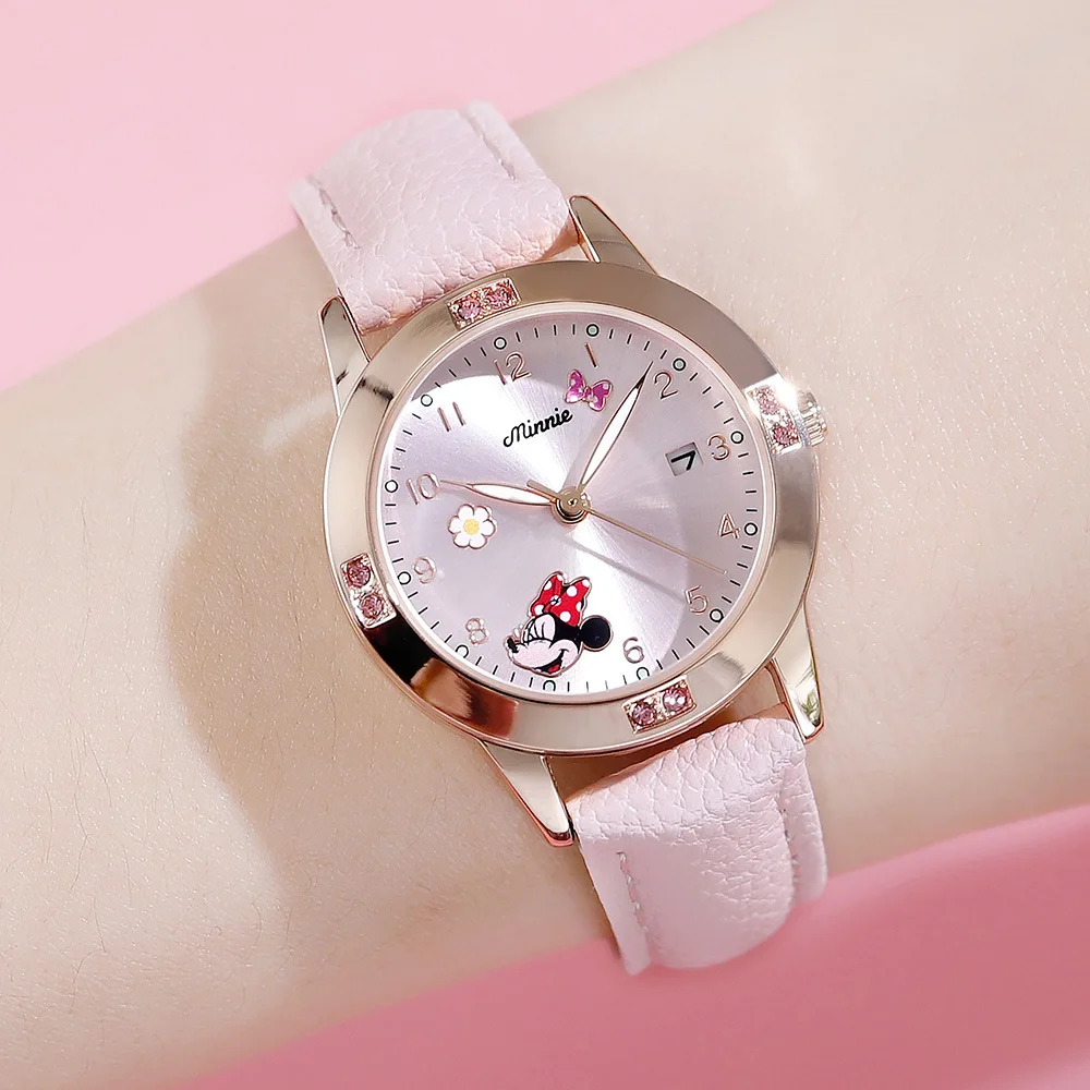 

Disney Minnie Mouse Wristwatch Mickey Mouse Lady Donald Duck Fashion Quartz Watch Belt Girls Children's Women's Watch Leather