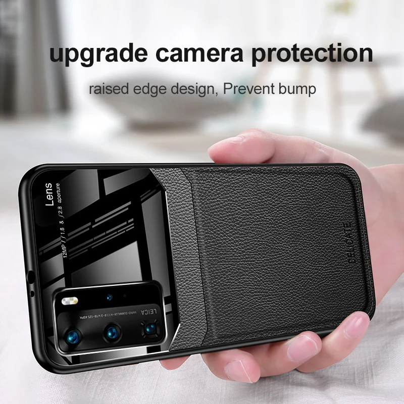 Чехол для Huawei P40 Pro силиконовый ударопрочный бампер из искусственной кожи