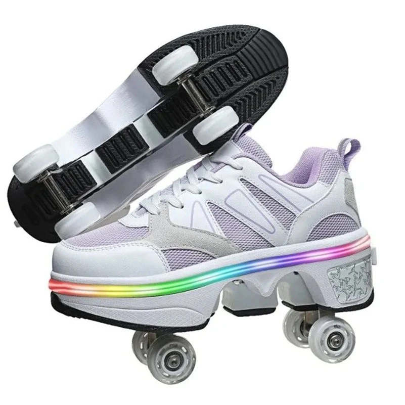 Roller Skates Shoes 4 Wheels Kids | Kids Deformation Roller Shoes - Kids  Roller Shoes - Aliexpress