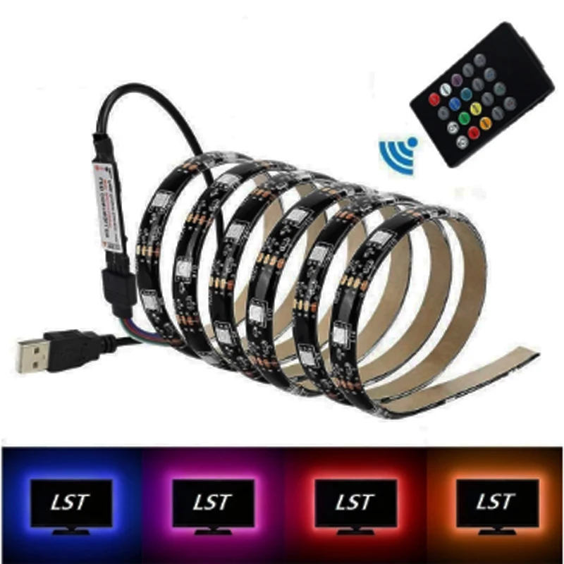 

LED Strip 5050 RGB Changeable 60LED TV Background Lighting USB DC5V 1M 2M 3M 5M DIY Flexible car LED Light.Music mini controller