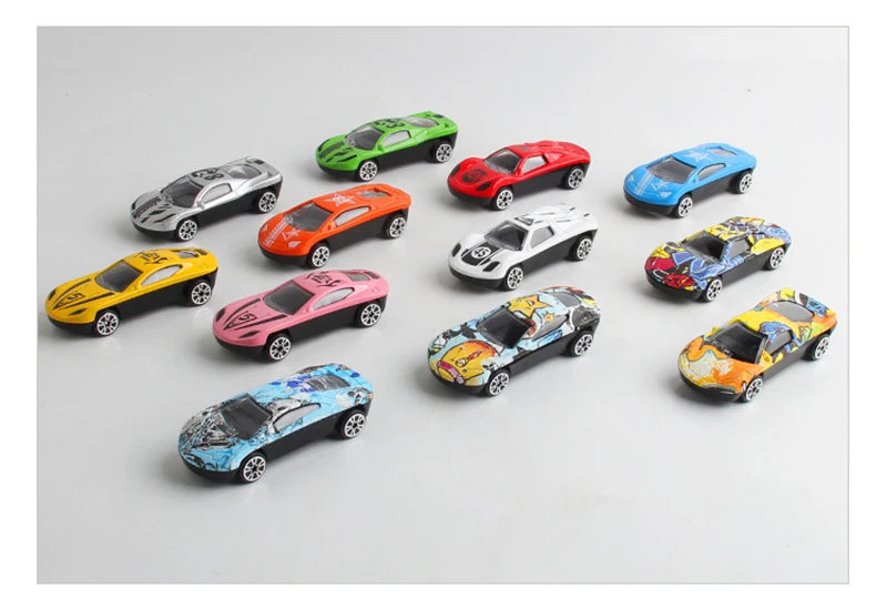Мини литые под давлением Мультяшные игрушки автомобиль моделирование металлический сплав транспортные средства металлические раздвижные спортивные граффити модели автомобилей подарки игрушки для детей# E