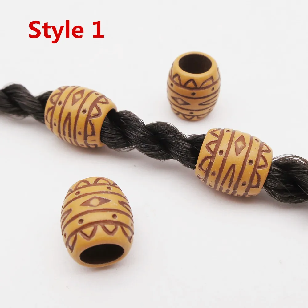 50pcs Dreadlock Beads Wooden Hair Braiding Tube Rings Extension Accessories C  X 
