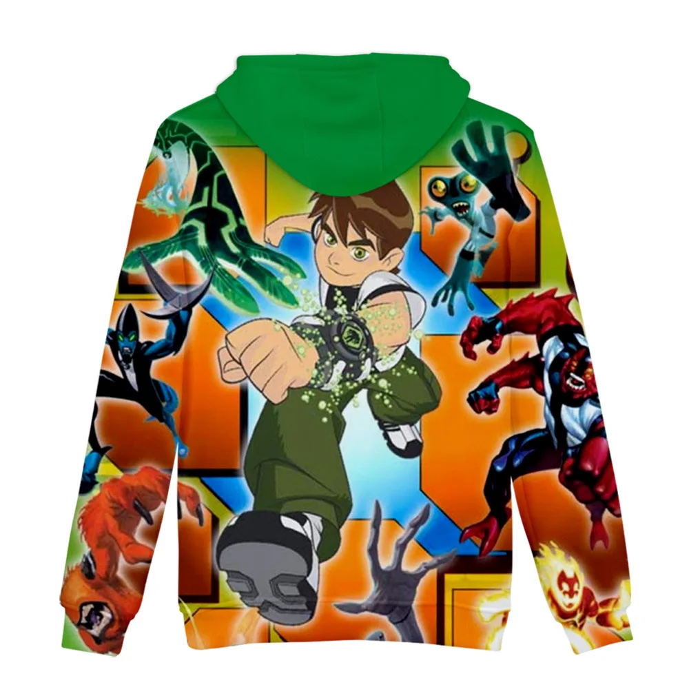 Лидер продаж, худи с 3D принтом Ben 10 модная теплая толстовка с капюшоном для мальчиков и девочек милый Повседневный свитер Ben 10