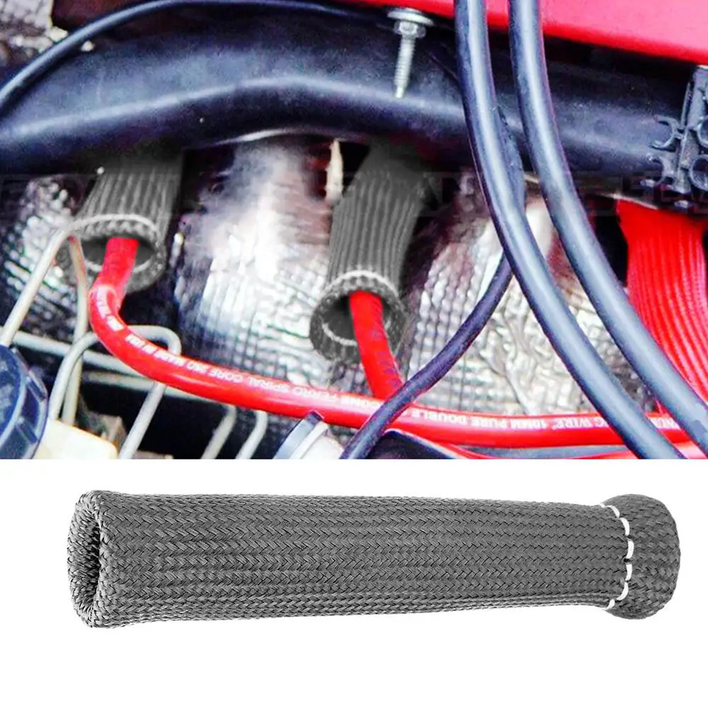 8X Plug Wire Protection Cover Resistant To 1200 Degrees Celsius High Temperature Heat Shield Black