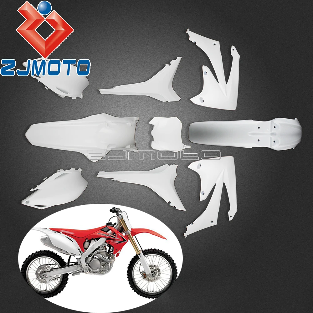 Мотоцикл полный кузов пластиковая крышка обтекатель комплект для Honda CRF450R 09-2012 CRF250R 2010-2013 белая пластиковая боковая крышка обтекателя